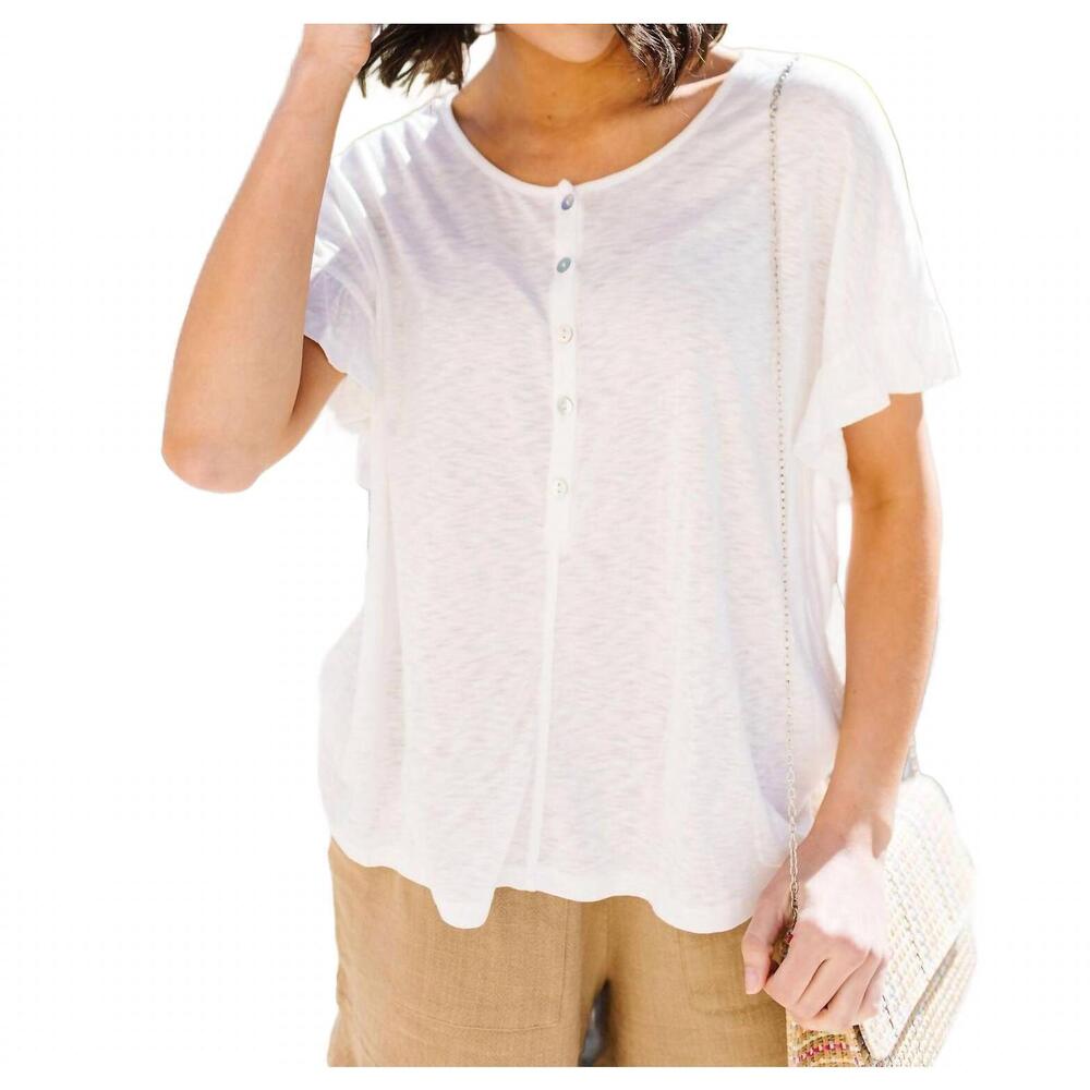 NEW COZY CASUAL ruffled sleeve button down shirt in white